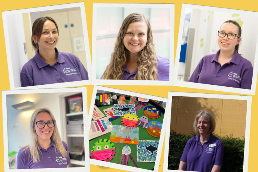 صور أعضاء مختلفين من فريق اللعب موضوعة داخل أُطر بيضاء وجميعها على خلفية صفراء